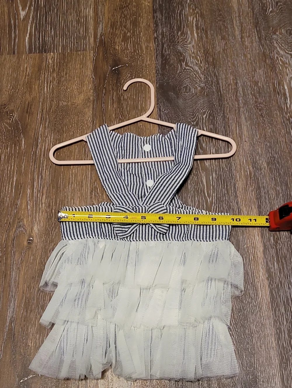 Doggie Dress White Ruffles Blue White Striped Seersucker NWOT